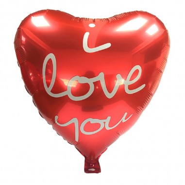 Globo Metálico Corazón "I Love You"  Cotillón Día de los Enamorados