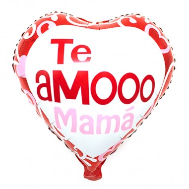 Globo Corazón "Te Amooo Mamá"  Cotillón Día de la Madre y Enamorados