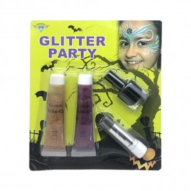 Set Maquillaje Glitter 4 un  Accesorios Cotillón