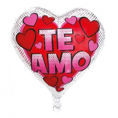 Globo Metálico "Te Amo" Corazones  Cotillón San Valentín