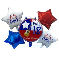 Set Globos Fiestas Patrias Feliz 18  Decoración Chile