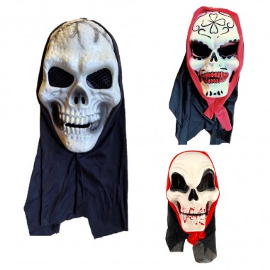 Máscara Halloween Esqueleto con Capucha Cotillón Activarte Antifaces y Máscaras