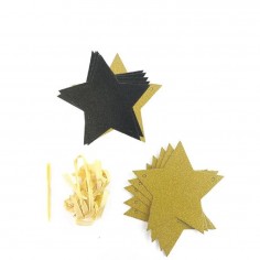 Guirnalda Estrella Negro Dorado Cotillón Activarte Decoración Año Nuevo