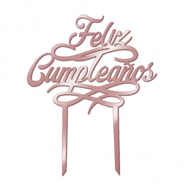 Decoración Topper Torta Feliz Cumpleaños Cursivo Cotillón Activarte Velas