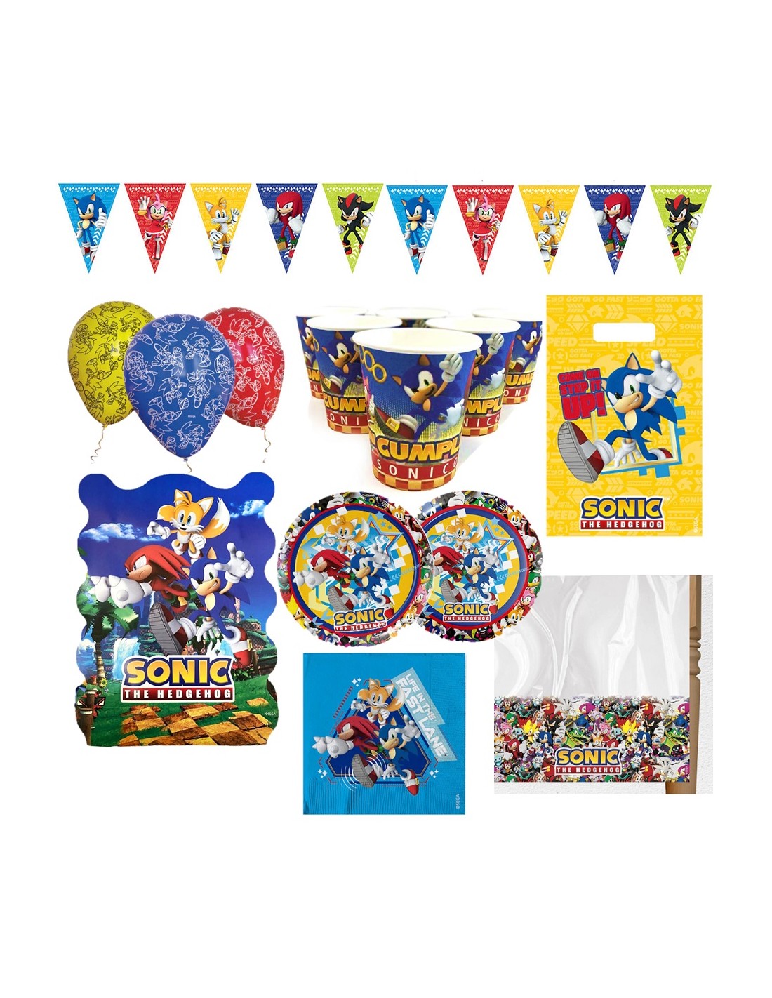 Pack Cumpleaños Sonic x 18 Cotillón Sonic - Cotillón Activarte