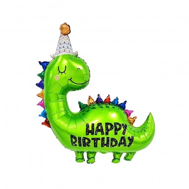 Globo Metálico Dinosaurio Happy Birthday Cotillón Activarte Cotillon Dinosaurio
