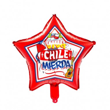 Globo Metálico Estrella Viva Chile Cotillón Activarte Decoración Chile