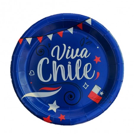 Set Vasos y Platos Viva Chile x 12 Cotillón Activarte Decoración Chile