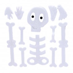 Pegatina Gel Esqueleto Blanco Cotillón Activarte Decoración Halloween