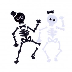 Pegatina Gel Esqueletos Blanco y Negro Cotillón Activarte Decoración Halloween