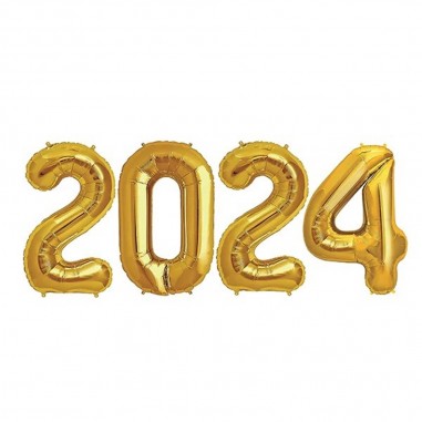 Globo Foil 2024 70 cm Dorado Cotillón Activarte Cotillón Año Nuevo