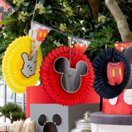 Abanico Decoración Mickey Mouse x 3  Cotillón Mickey Mouse
