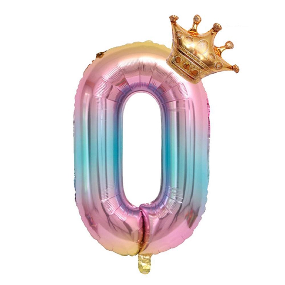Globo Número Arcoíris Corona