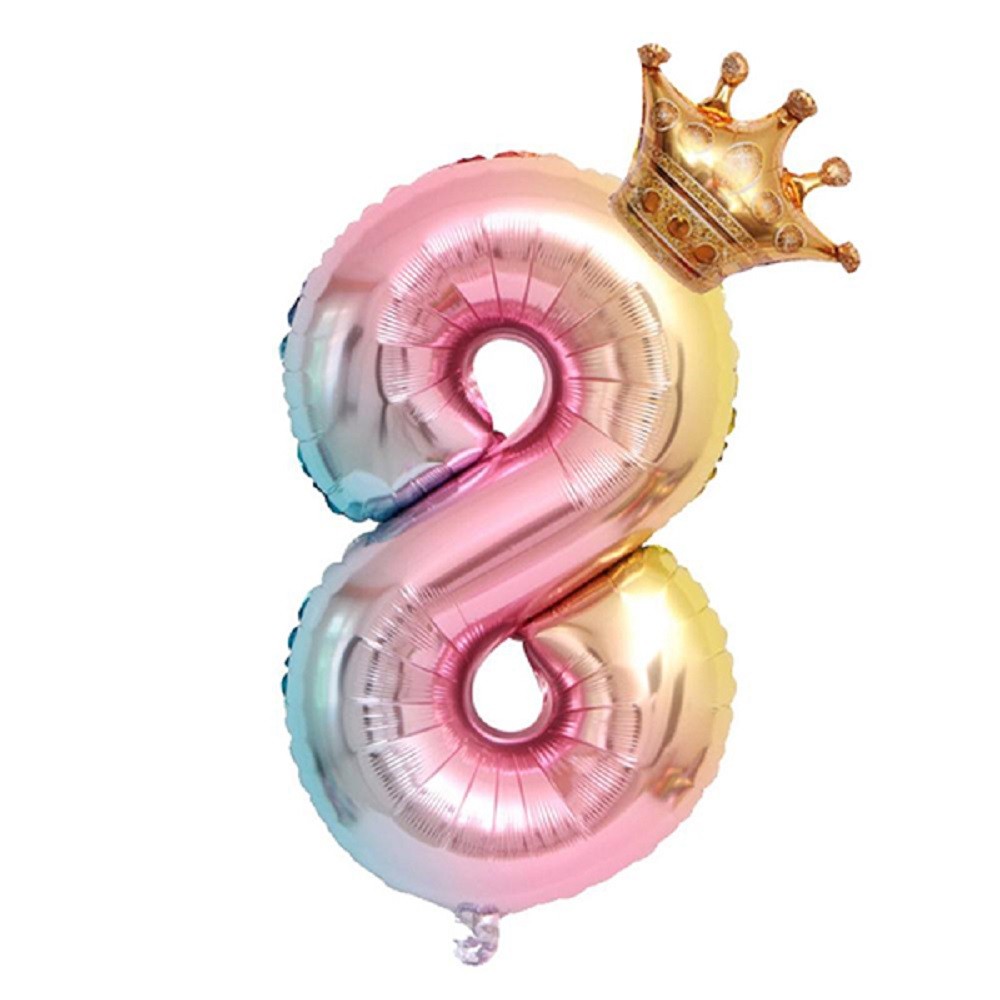 Globo Número Arcoíris Corona