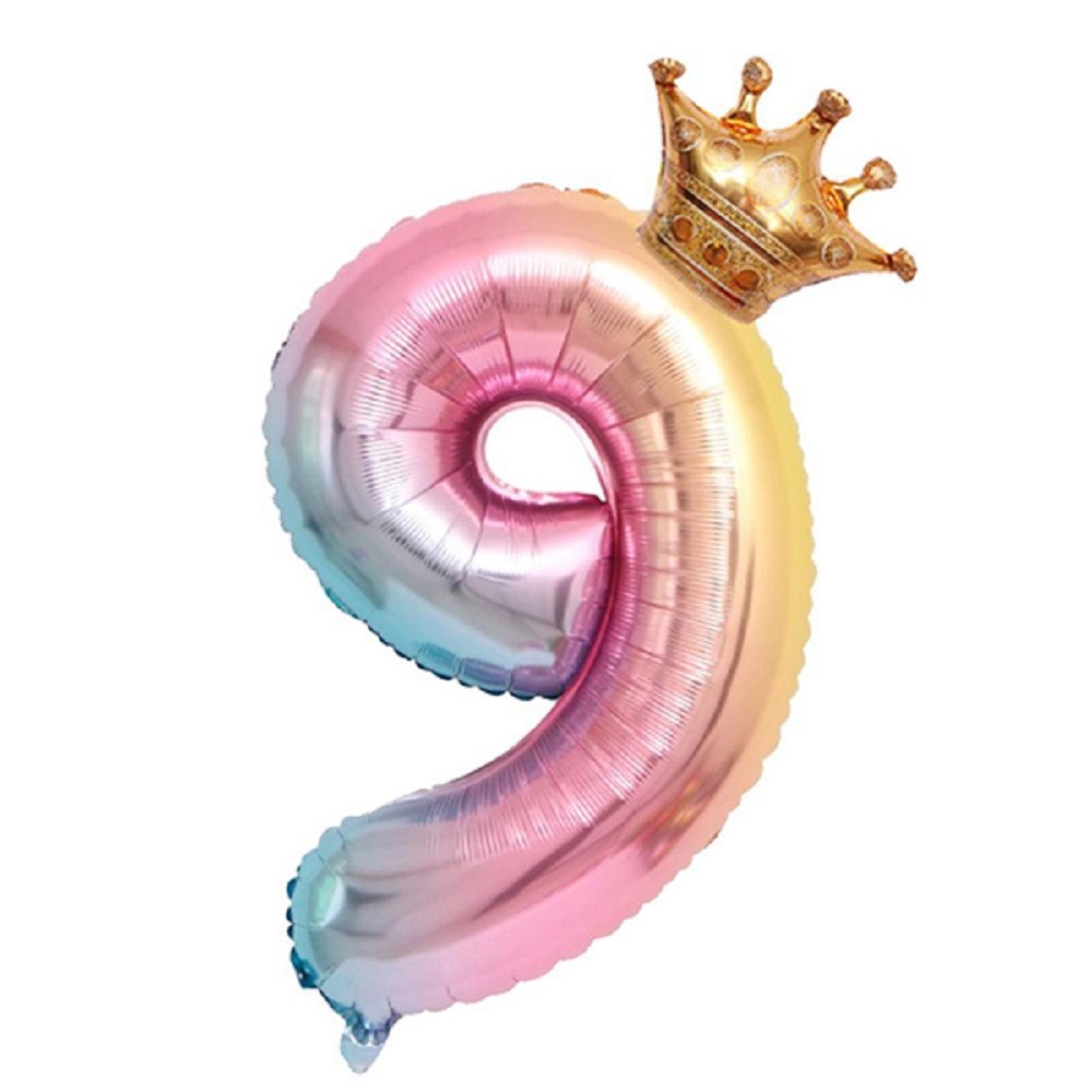 Globo Número Arcoíris Corona