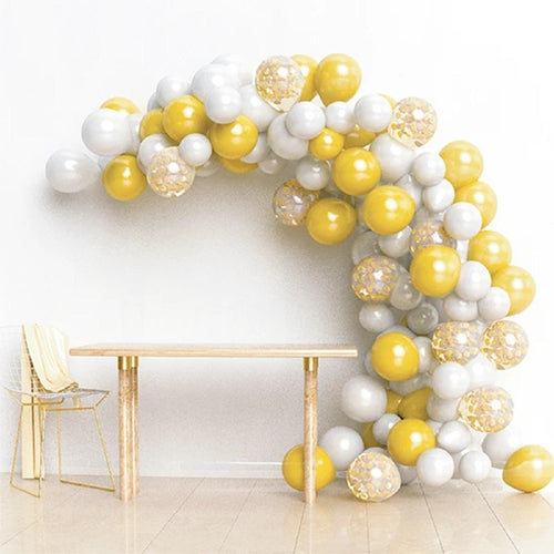 Arco Orgánico de Globos Blanco y Dorado 100 Unidades