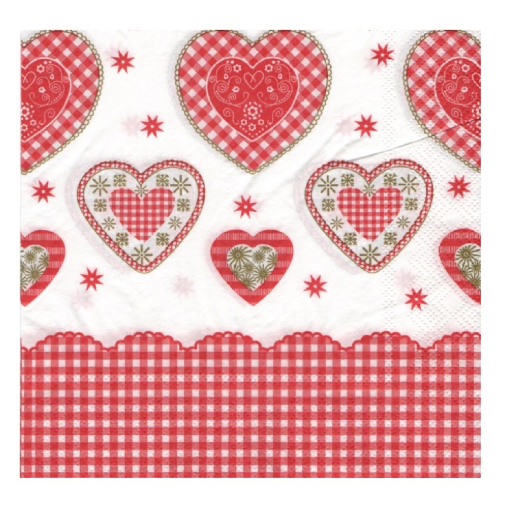 Servilleta San Valentín Corazones Cuadrillé
