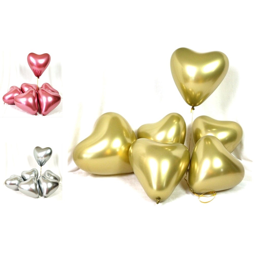 Globos Cromo Corazón x 6