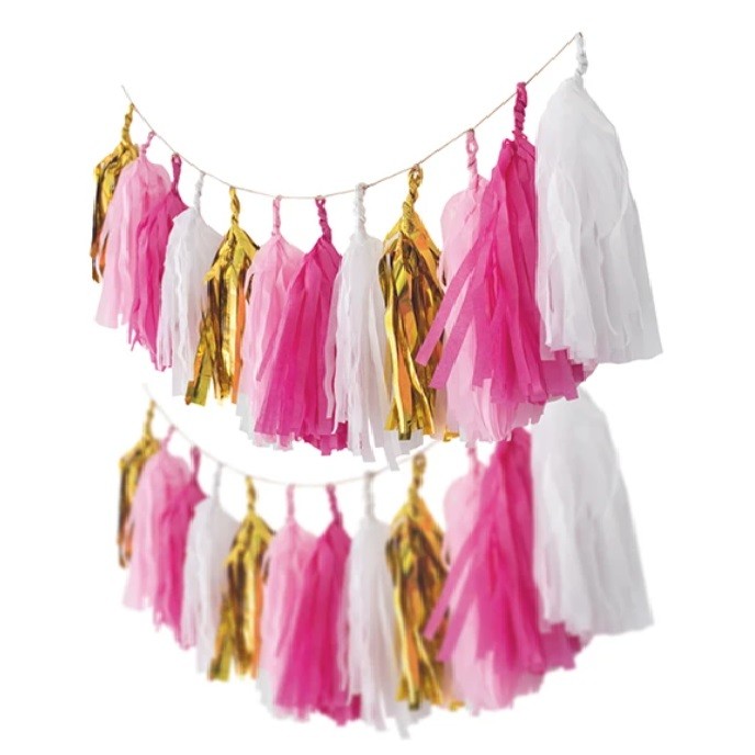 Guirnalda Tassel Metal Fucsia Rosado