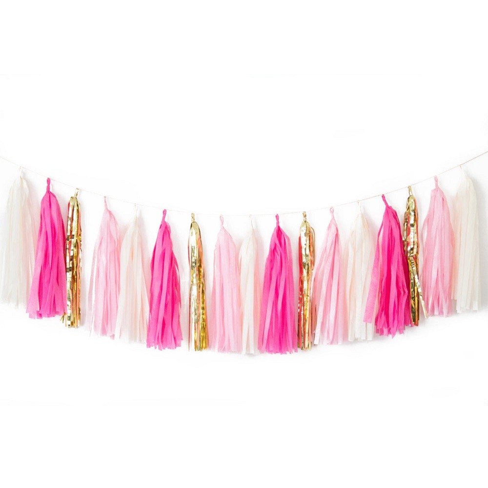 Guirnalda Tassel Metal Fucsia Rosado