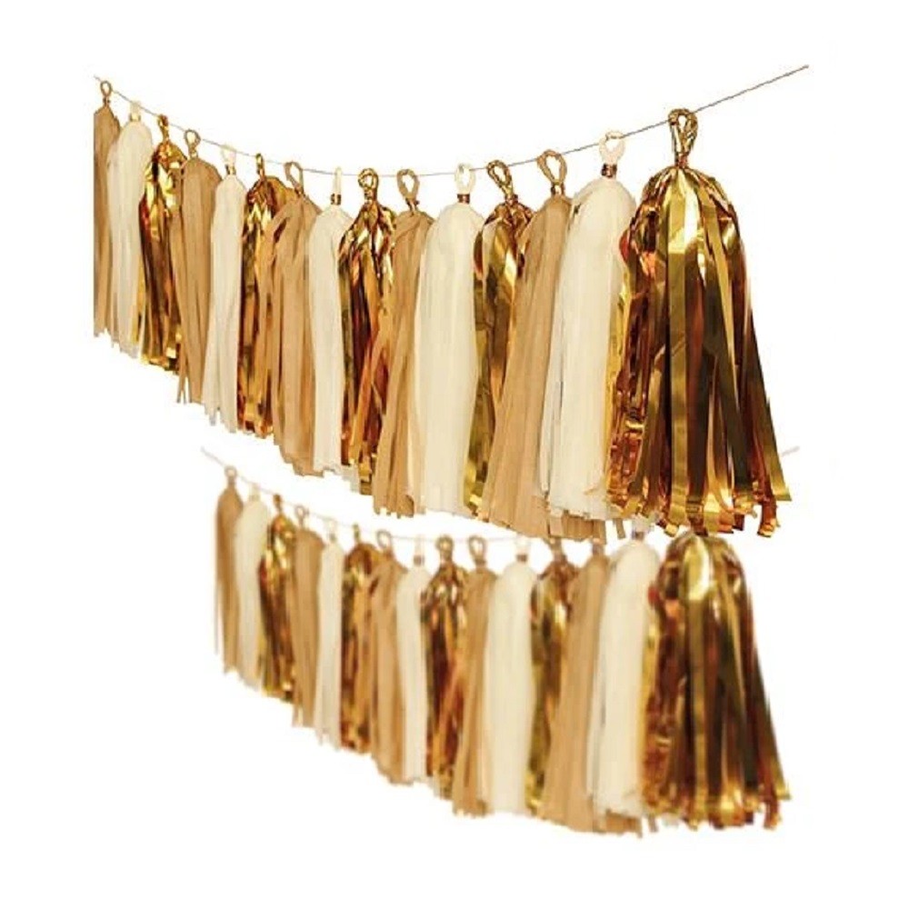 Guirnalda Tassel Metal Beige Dorado