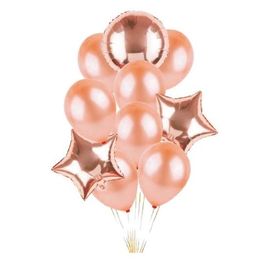 Set Globos Estrella Rose Gold