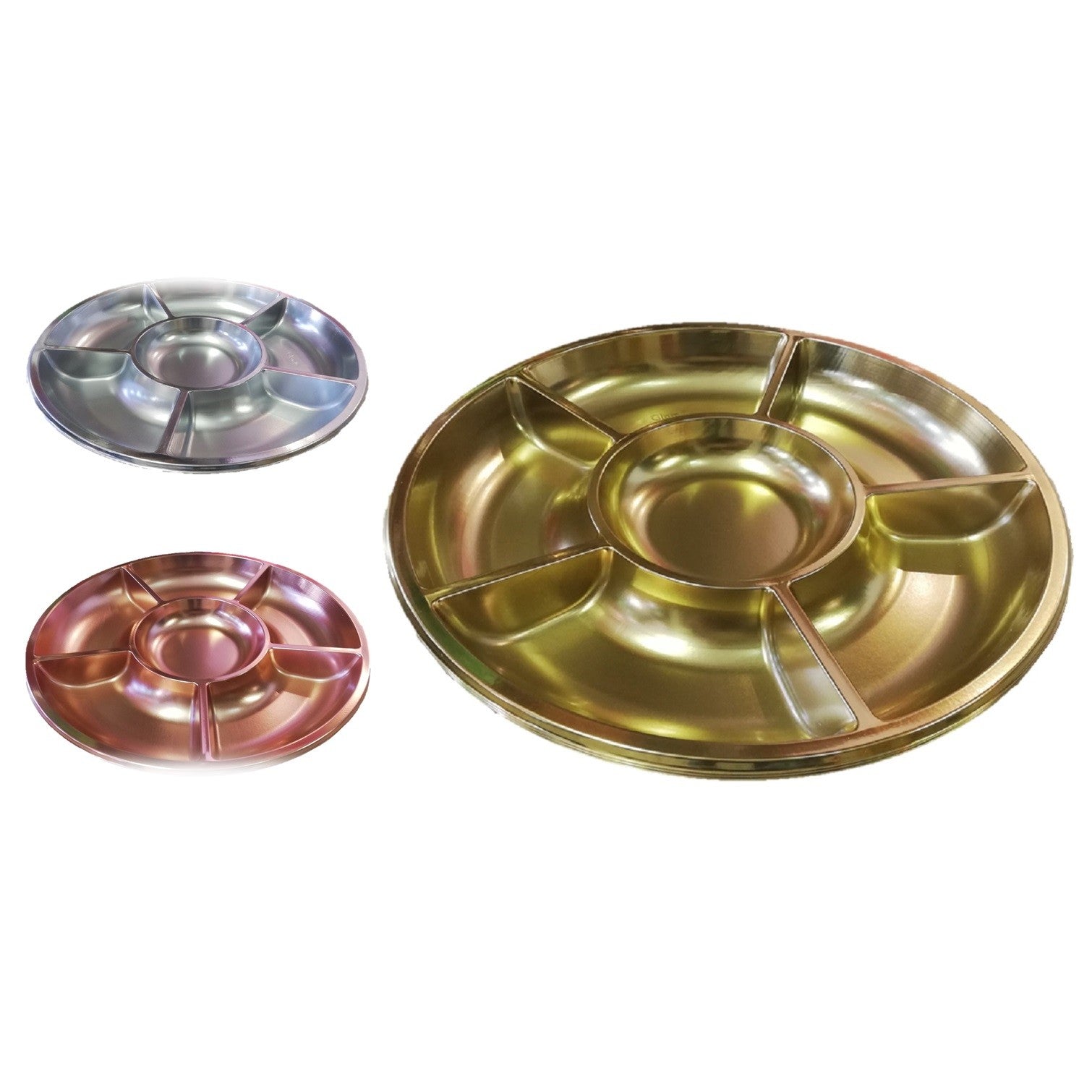 Bandejas Cromo Circular con Divisiones x 3