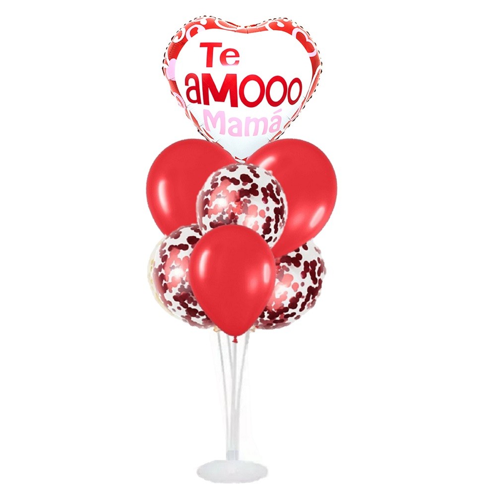 Set 7 Globos con Base Corazón Mamá
