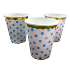 Vaso Diseño Lunares Bordes Dorado x 6