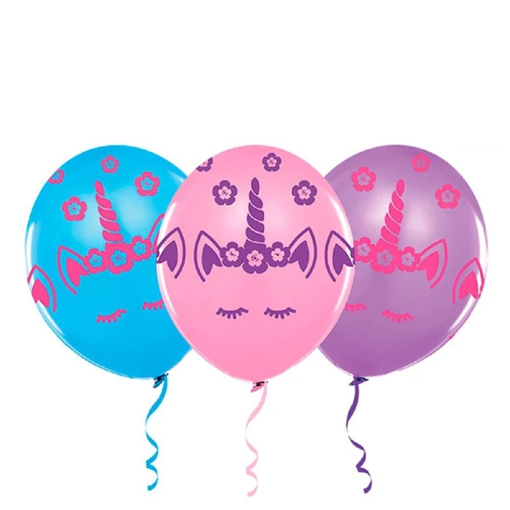 Globo Cumpleaños Unicornio Rosado x 12