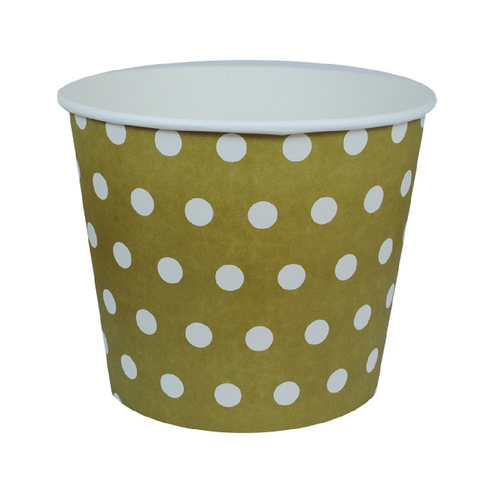 Balde Pote Compartir Lunares Grande Dorado Plateado