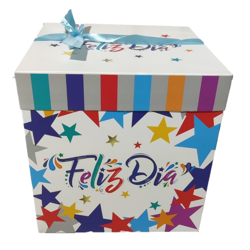 Caja Regalo Feliz Día Estrellas 30 x 30 cm