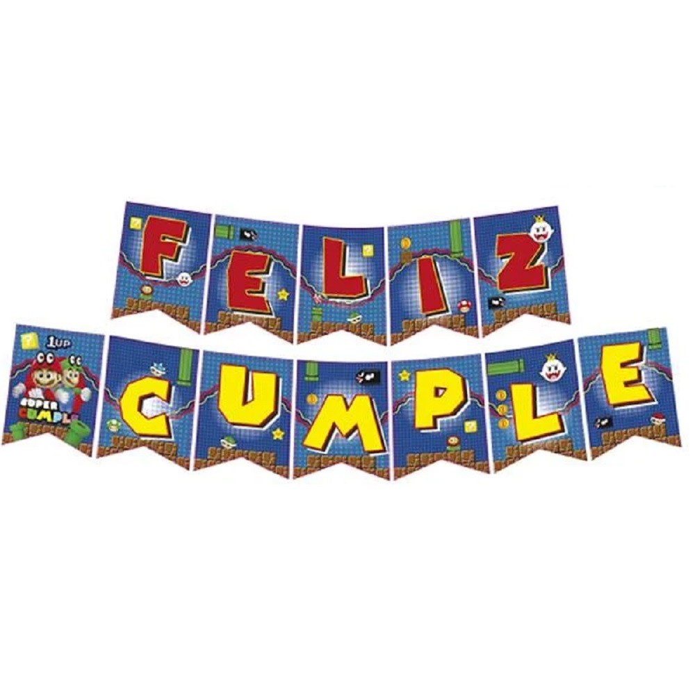 Guirnalda Feliz Cumple Súper Mario
