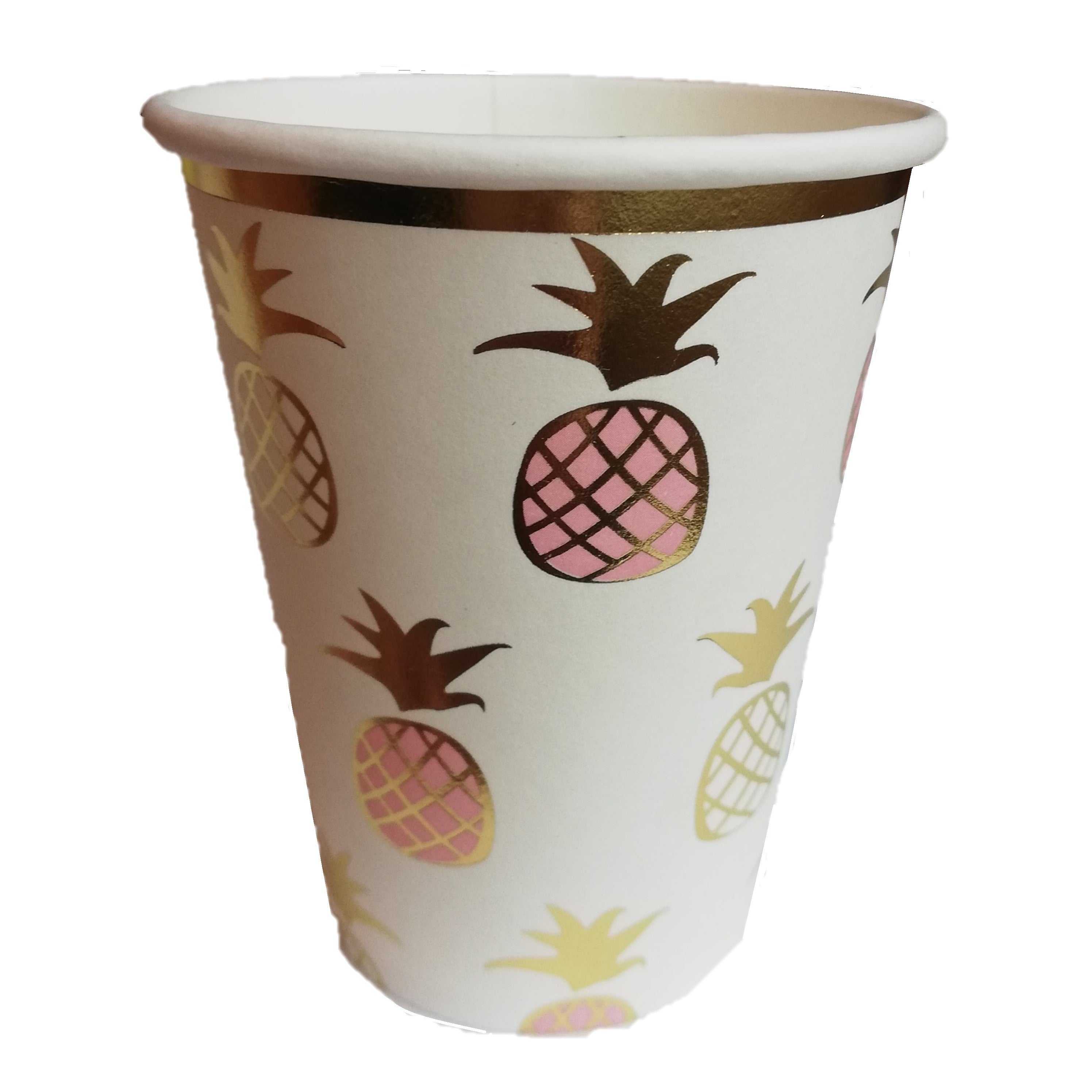 Vaso Diseño Piña Borde Dorado x 6