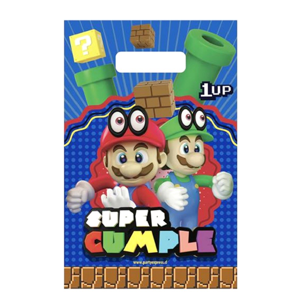 Bolsitas Cumpleaños Súper Mario x 6