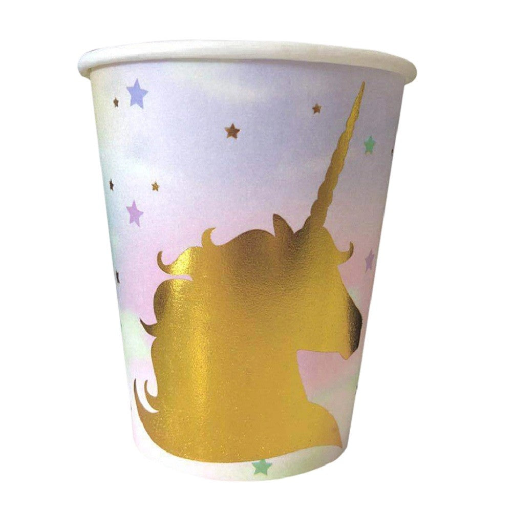 Vaso Unicornio Pastel Dorado x 6