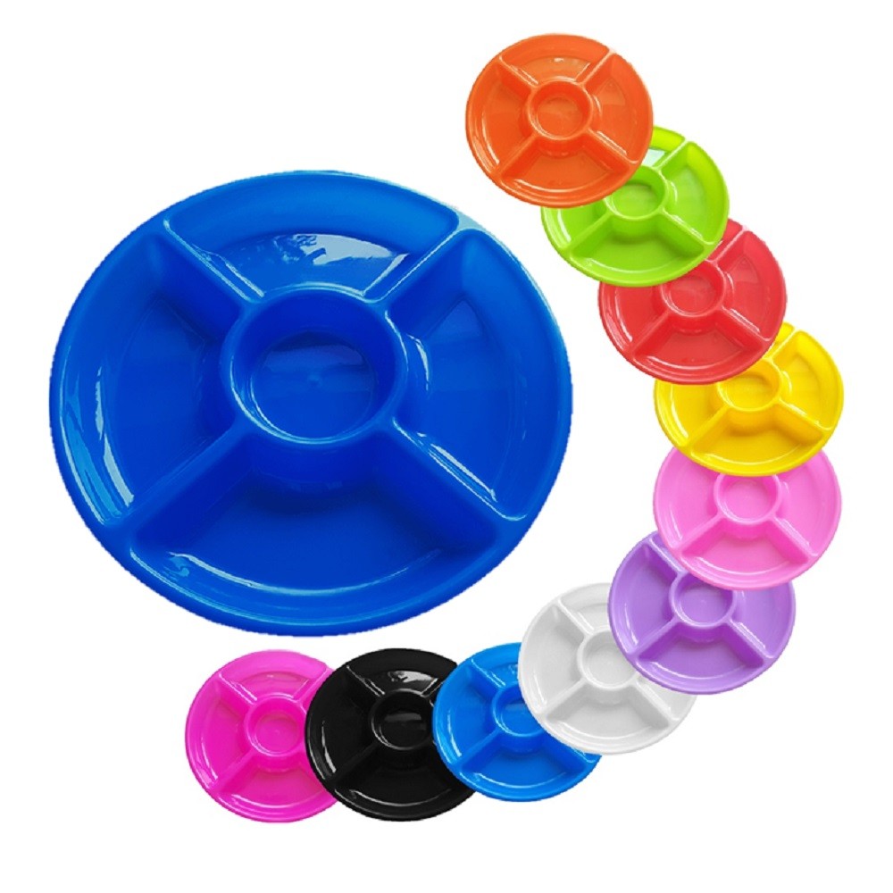 Bandeja Circular con Divisiones Reutilizable Colores