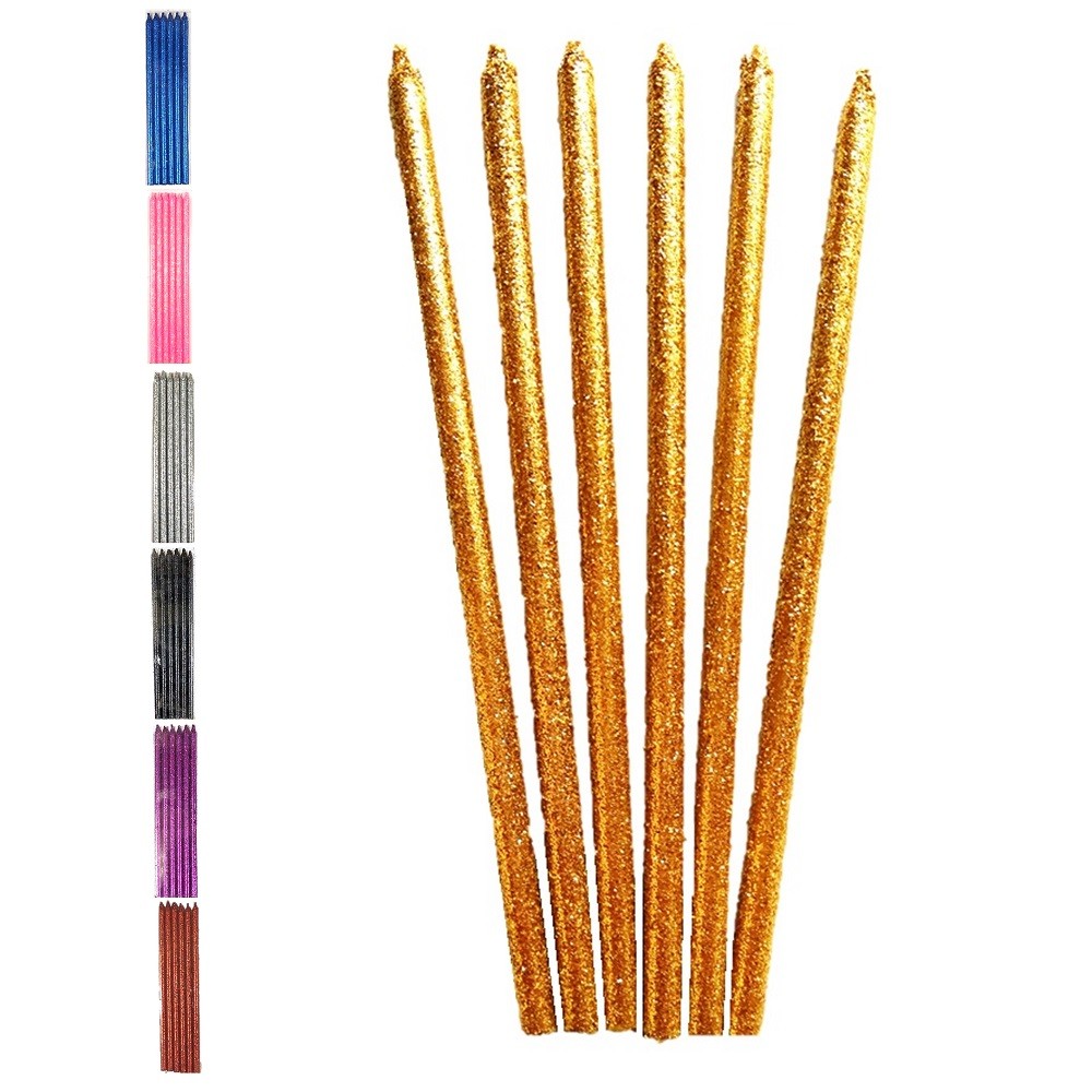 Vela Glitter Colores x 6