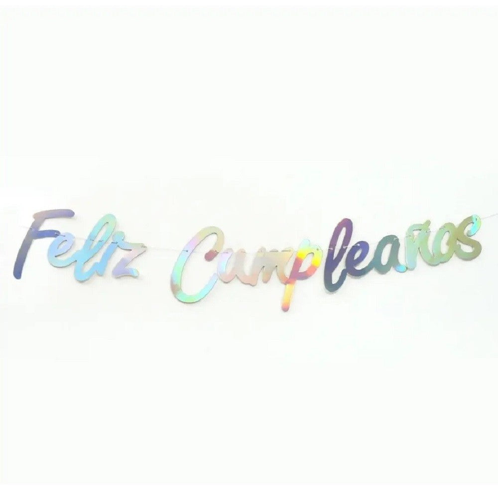 Guirnalda Feliz Cumpleaños Cursiva Tornasol
