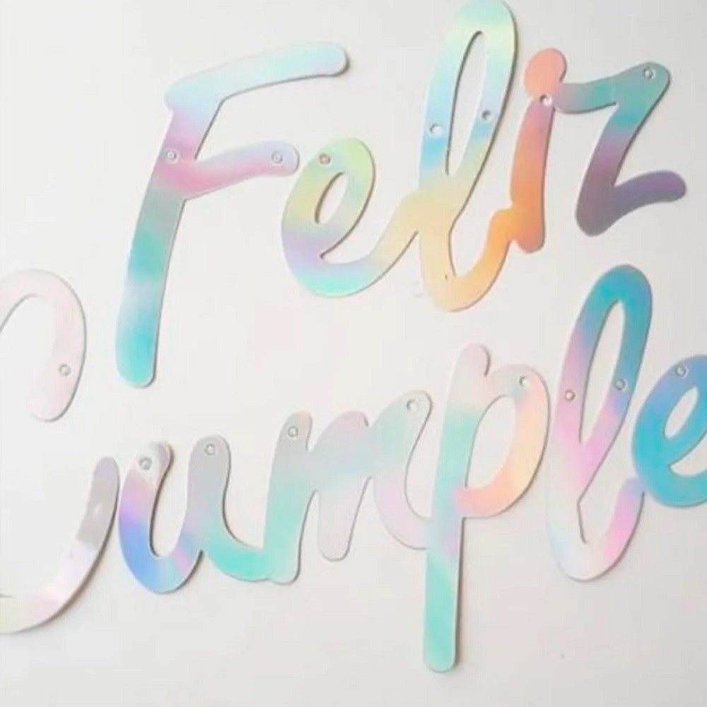 Guirnalda Feliz Cumpleaños Cursiva Tornasol
