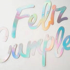 Guirnalda Feliz Cumpleaños Cursiva Tornasol