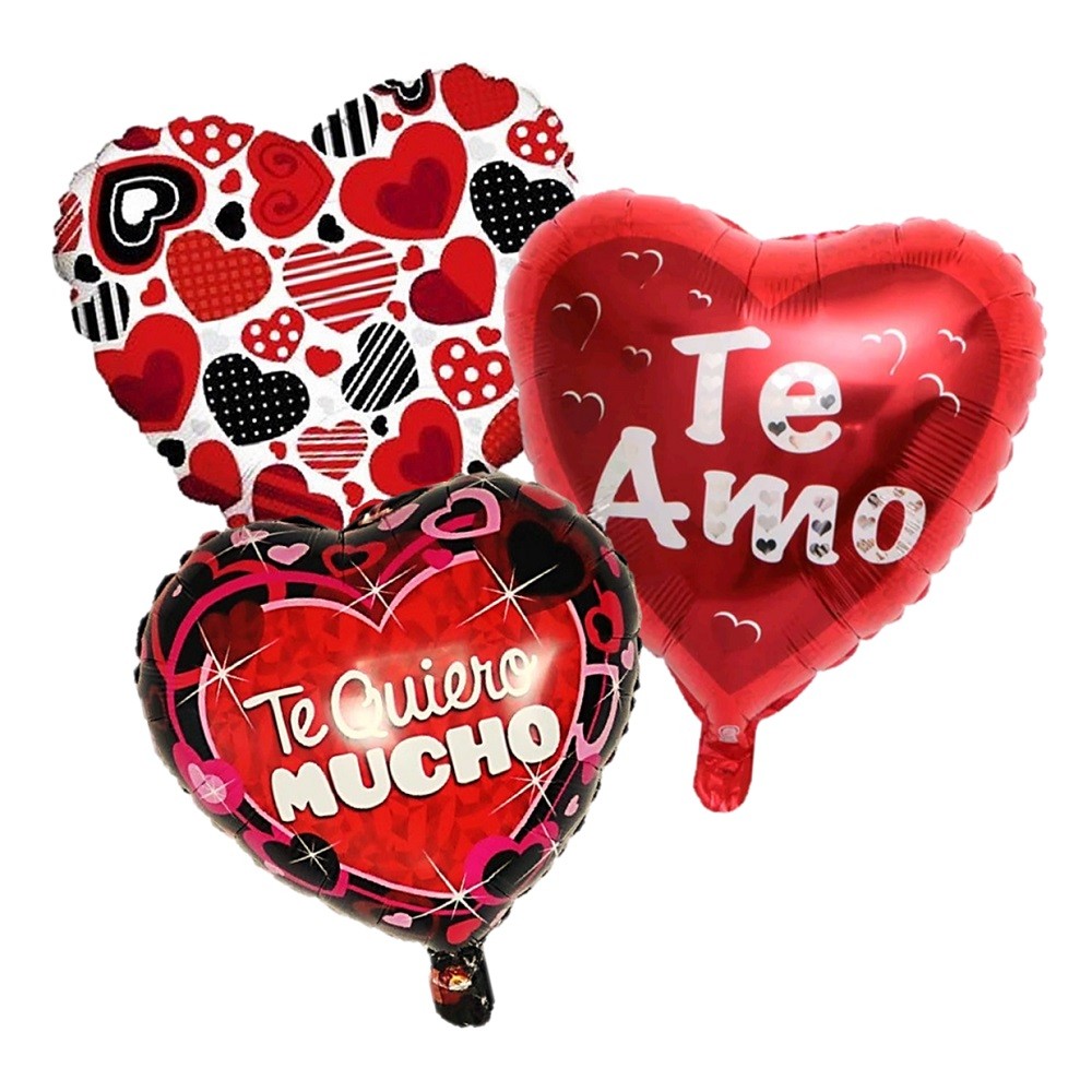Set 3 Globos Metálico Corazón 45 cm