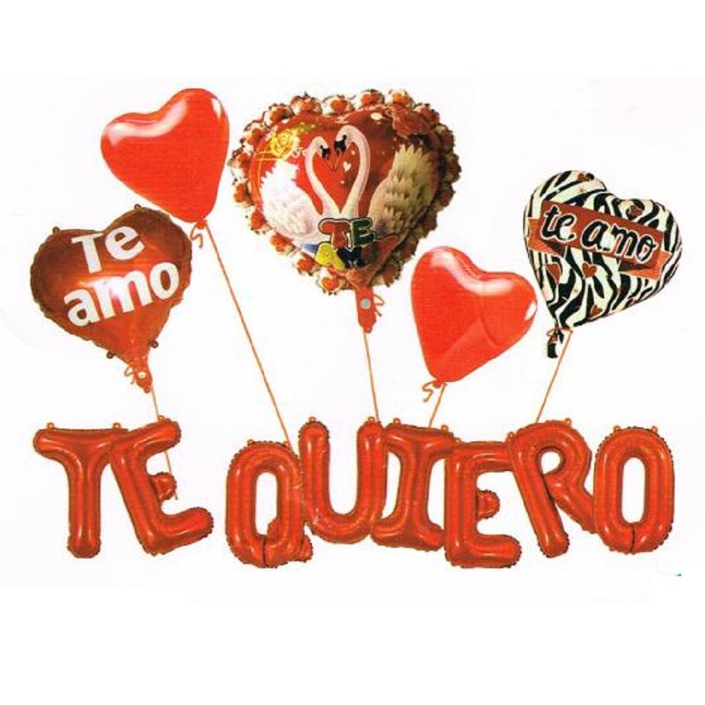Set Globos Metálico Corazón + Te Quiero