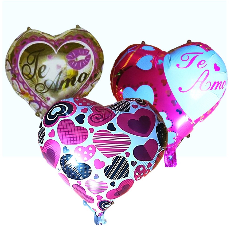 Set 3 Globos Metálico Corazón 45 cm