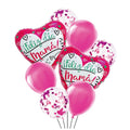 Set 8 Globos Feliz Día Mamá Corazones Rosado