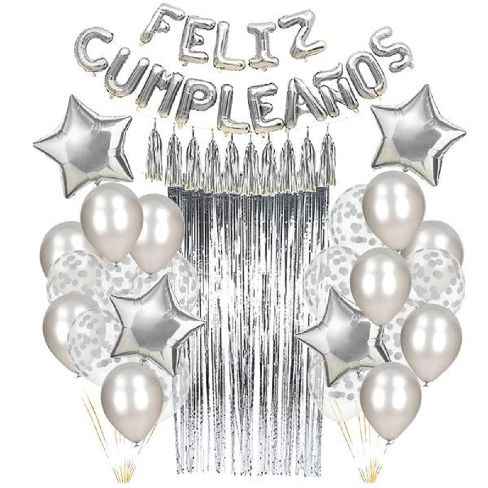 Pack Decoración Premium Cumpleaños Plateado
