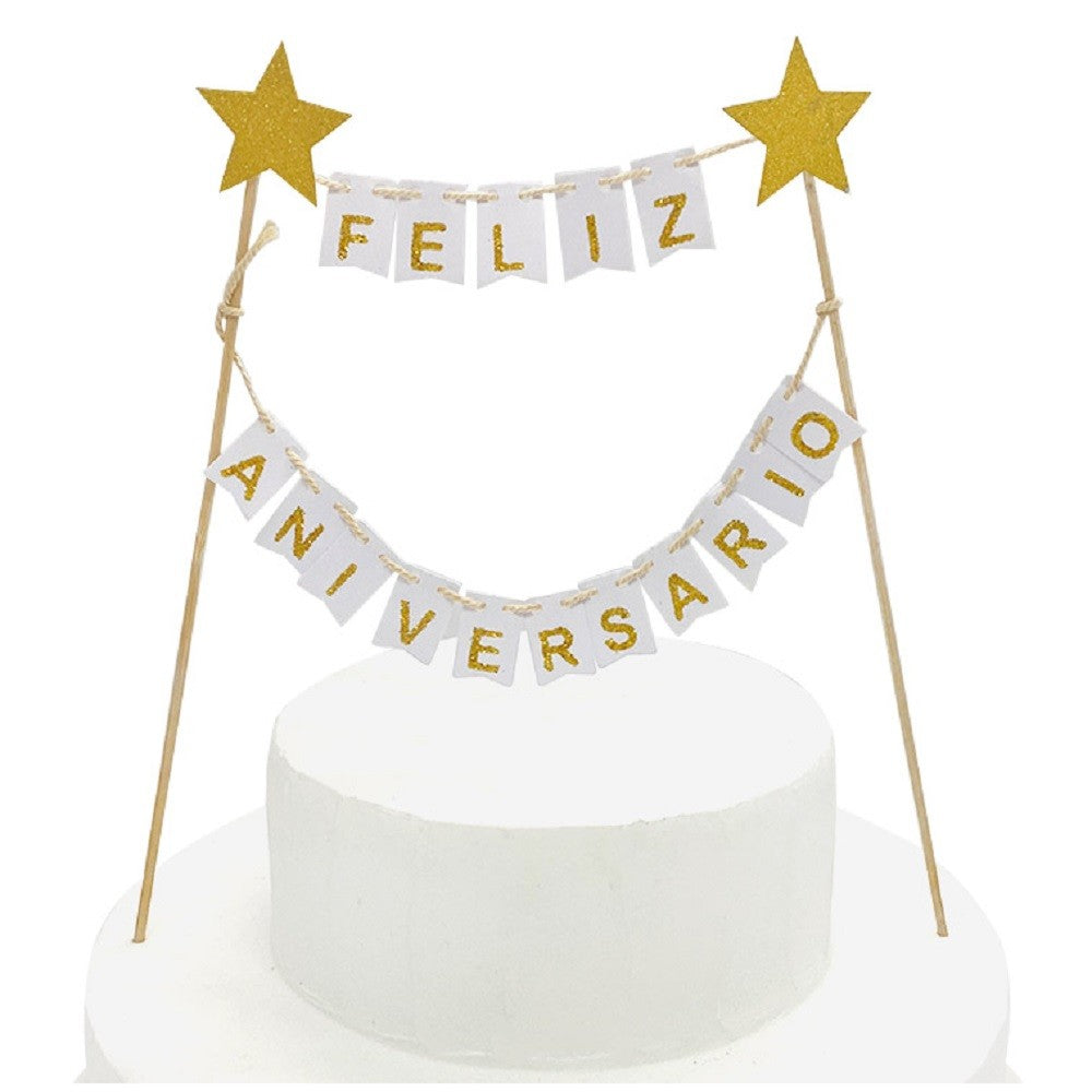 Decoración Banderines Topper Torta Feliz Aniversario
