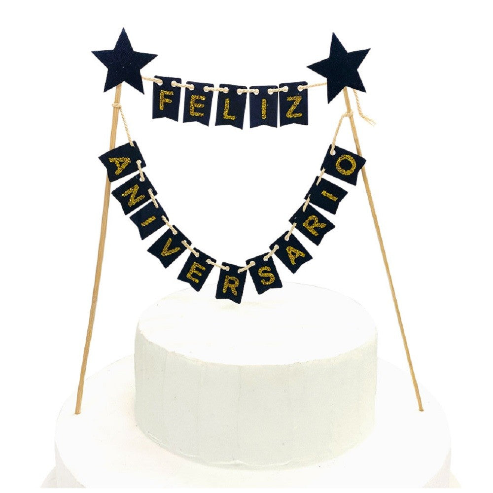 Decoración Banderines Topper Torta Feliz Aniversario