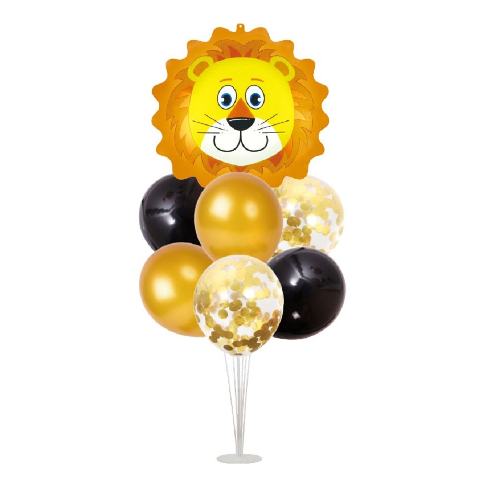 Set 7 Globos León con Base | Decoración Cumpleaños Safari