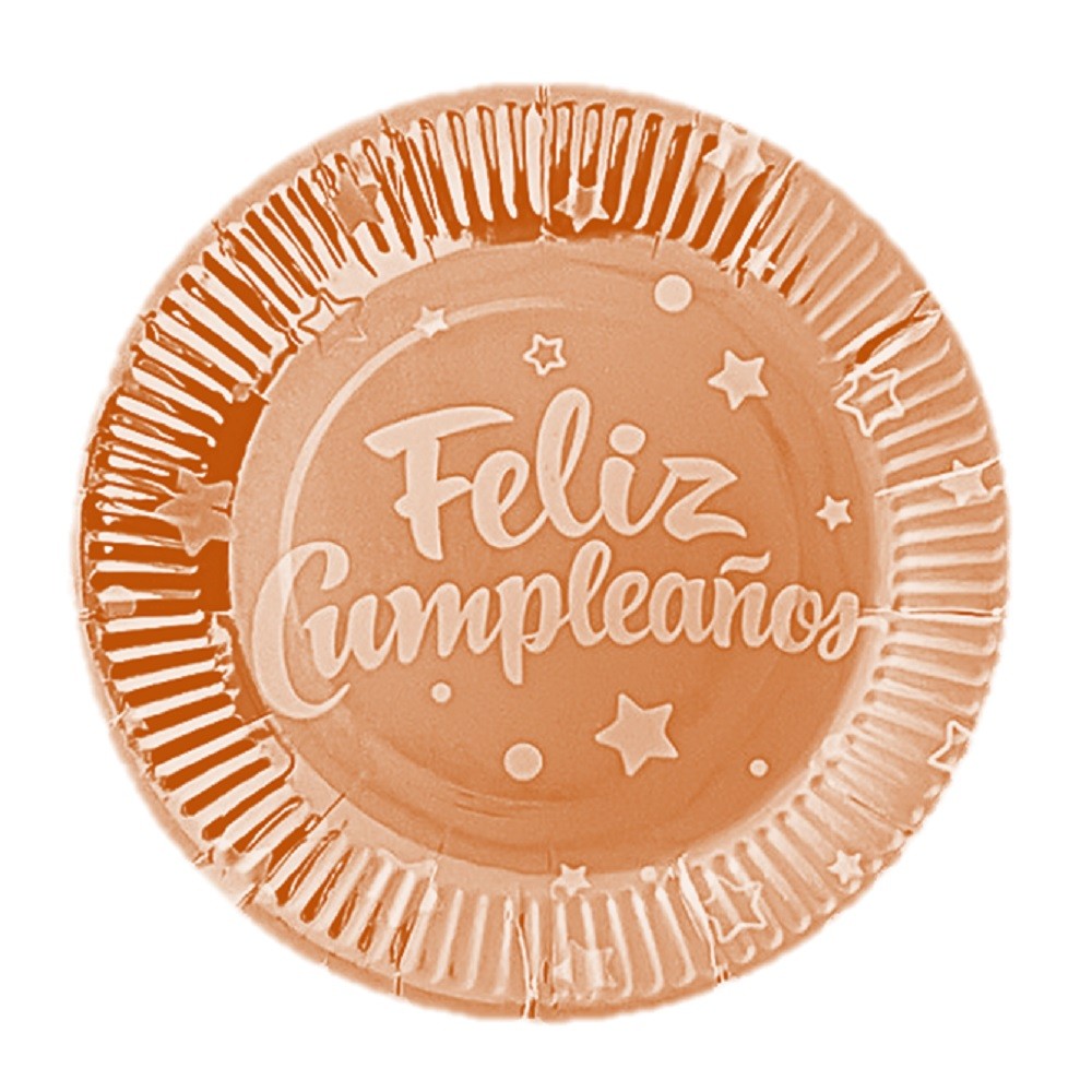 Platos Metalizado Feliz Cumpleaños x 6